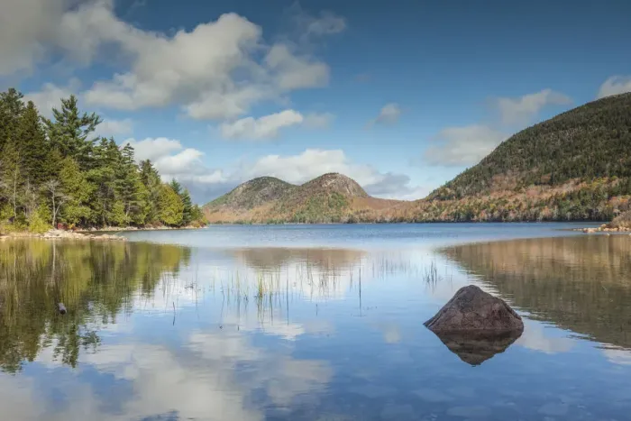 Framed Print : USA, Maine, Mt. Desert Island. Acadia National Park, Jordan Pond and The Bubbles