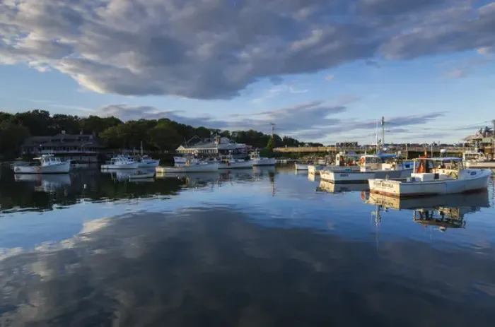 Framed Print : USA, Maine, Ogunquit, Perkins Cove, boats in a small harbor Framed Print : USA, Maine, Ogunquit, Perkins Cove, boats in a small harbor