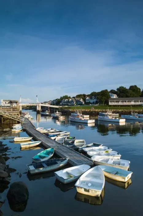 Framed Print : USA, Maine, Ogunquit, Perkins Cove, boat harbor