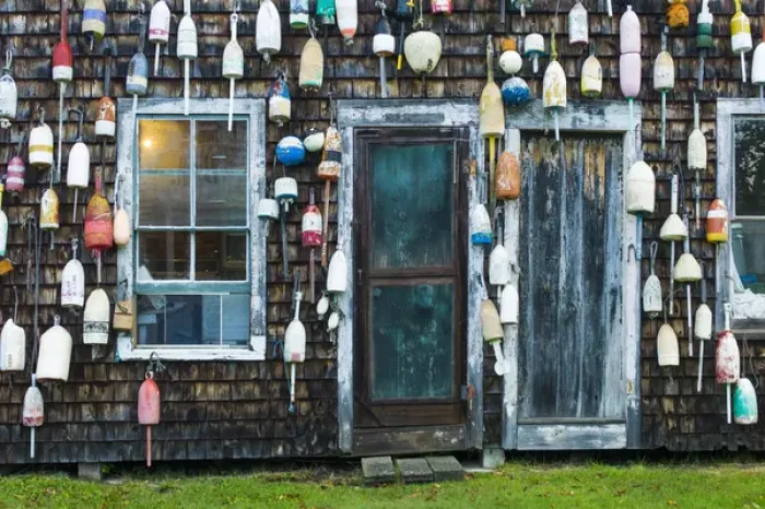 Framed Print : USA, Maine, Pemaquid Point, Lobster Buoys Framed Print : USA, Maine, Pemaquid Point, Lobster Buoys