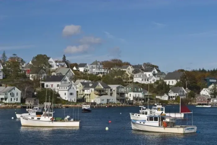 Framed Print : USA, Maine, Stonington harbor scene with boats Framed Print : USA, Maine, Stonington harbor scene with boats