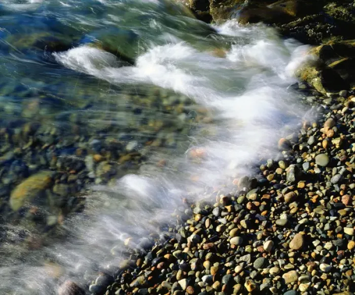 Framed Print : USA, Maine, Waves breaking on a Rock Background