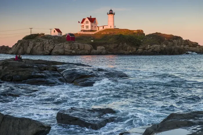 Framed Print : USA, Maine, York, Nubble Light Lighthouse at dusk Framed Print : USA, Maine, York, Nubble Light Lighthouse at dusk