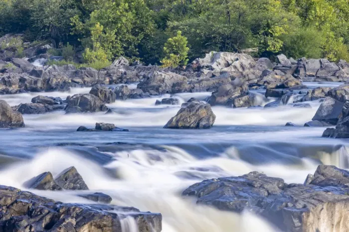 Framed Print : Usa, Maryland. Great Falls Overlook, Potomac River, Long Exposure of the Water of the Potomac