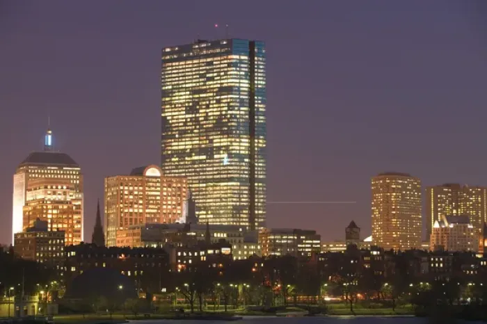 Framed Print : USA-Massachusettes-Boston: Back Bay View & Charles River Winter / Evening Framed Print : USA-Massachusettes-Boston: Back Bay View & Charles River Winter / Evening