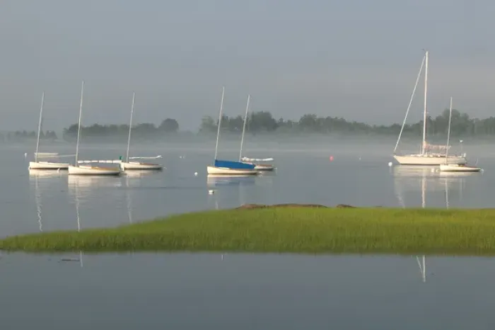 Framed Print : USA-Massachusettes-Gloucester: Sailboats  /  Annisquam River  /  Summer