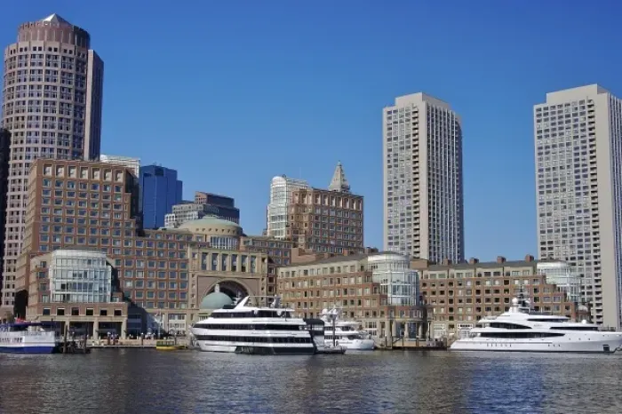 Framed Print : USA, Massachusetts, Boston. Boats and the skyline at Rowes Wharf Framed Print : USA, Massachusetts, Boston. Boats and the skyline at Rowes Wharf