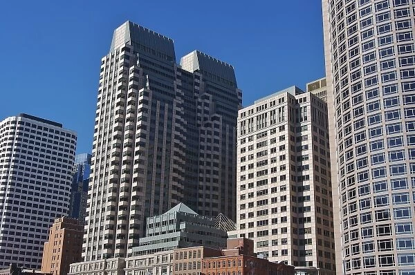 USA, Massachusetts, Boston. Detail of buildings near Rowes Wharf