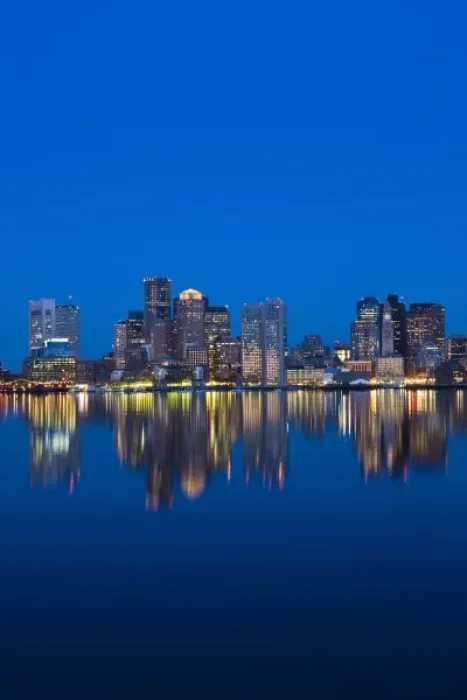 Framed Print : USA, Massachusetts, Boston. Financial District from East Boston, dawn
