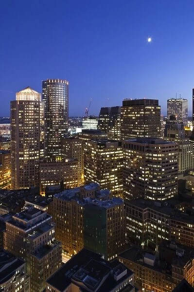 USA, Massachusetts, Boston. High angle view of the Financial District from Marriott