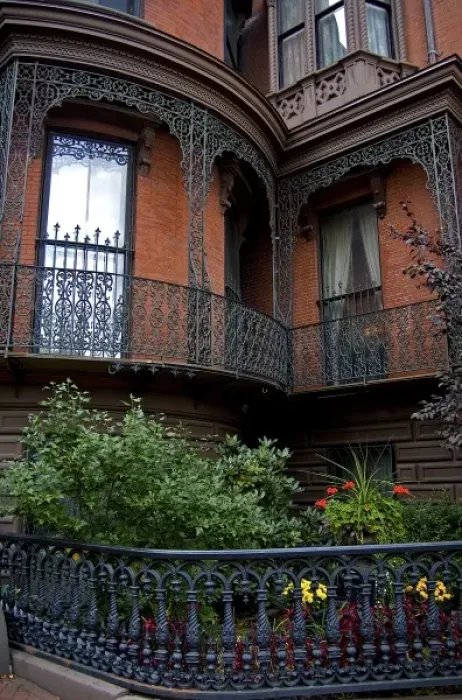 Framed Print : USA, Massachusetts, Boston. Ironwork on brick homes in Bostons historic South