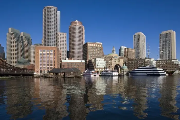 Framed Print : USA, Massachusetts, Boston. Rowes Wharf, morning