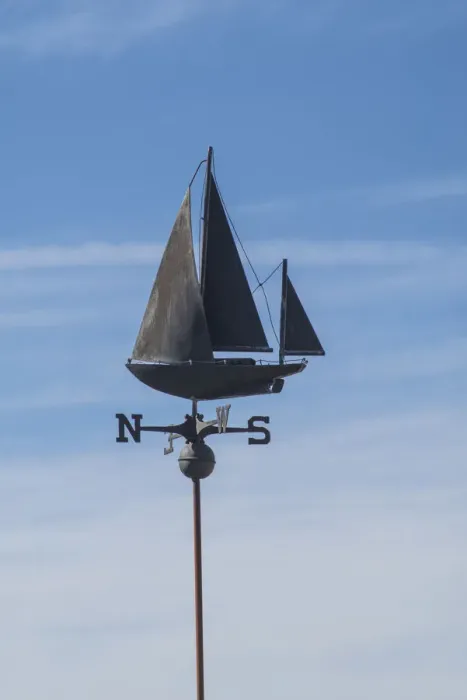 Framed Print : USA, Massachusetts, Cape Ann, Annisquam. Sailing ship weather vane