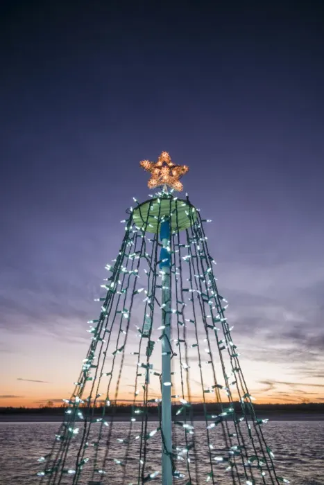 Framed Print : USA, Massachusetts, Cape Ann, Annisquam. Waterfront Christmas Tree Framed Print : USA, Massachusetts, Cape Ann, Annisquam. Waterfront Christmas Tree