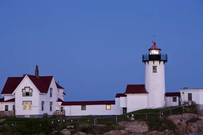 Framed Print : USA, Massachusetts, Cape Ann, Gloucester. Eastern Point Lighthouse, dusk Framed Print : USA, Massachusetts, Cape Ann, Gloucester. Eastern Point Lighthouse, dusk