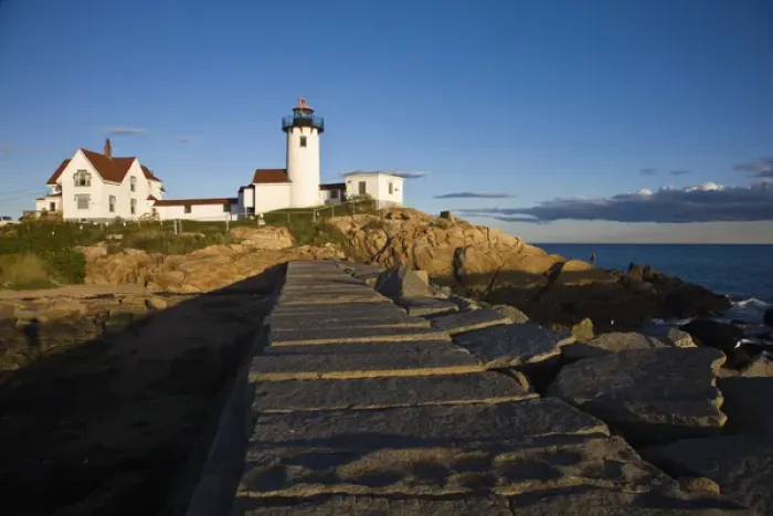 Framed Print : USA, Massachusetts, Cape Ann, Gloucester. Eastern Point Lighthouse, sunset Framed Print : USA, Massachusetts, Cape Ann, Gloucester. Eastern Point Lighthouse, sunset