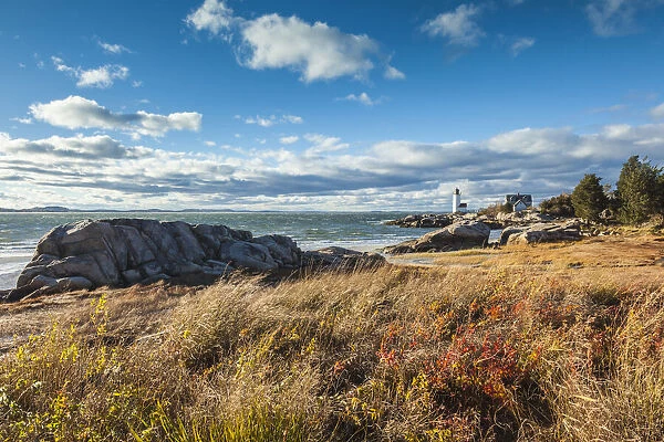 USA, Massachusetts, Cape Ann, Gloucester. Annisquam Lighthouse during autumn