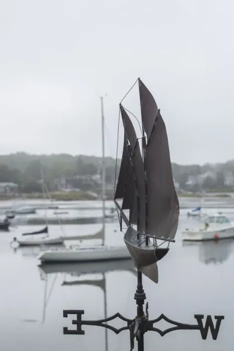 Framed Print : USA, Massachusetts, Cape Ann, Gloucester. Annisquam Harbor, boats in fog Framed Print : USA, Massachusetts, Cape Ann, Gloucester. Annisquam Harbor, boats in fog