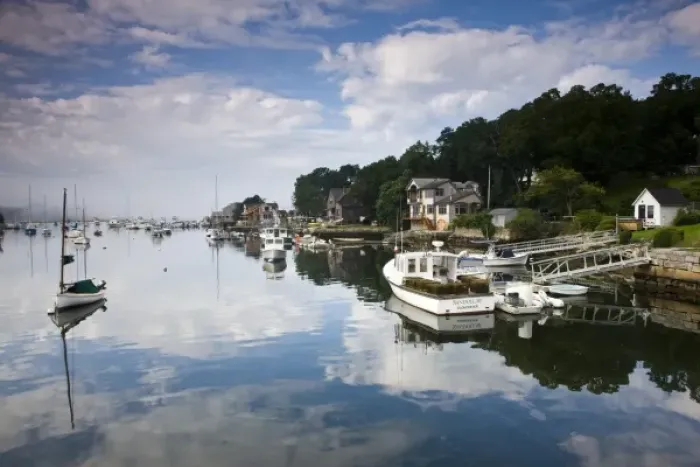 Framed Print : USA, Massachusetts, Cape Ann, Gloucester. Annisquam Village, Lobster Cove in Fog