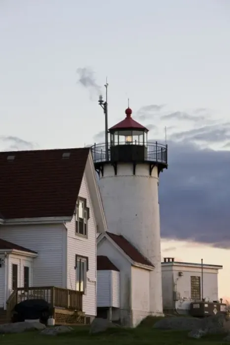 Framed Print : USA, Massachusetts, Cape Ann, Gloucester. Eastern Point Lighthouse, dusk Framed Print : USA, Massachusetts, Cape Ann, Gloucester. Eastern Point Lighthouse, dusk