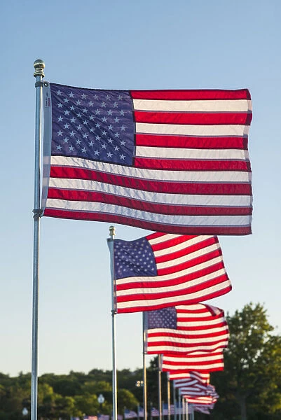 USA, Massachusetts, Cape Ann, Gloucester. US flags