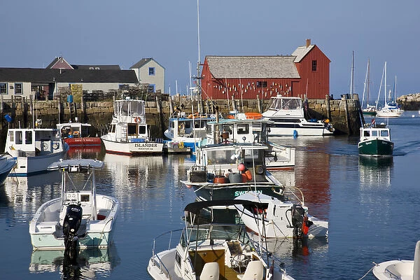 USA, Massachusetts, Cape Ann, Rockport. Rockport Harbor, late afternoon
