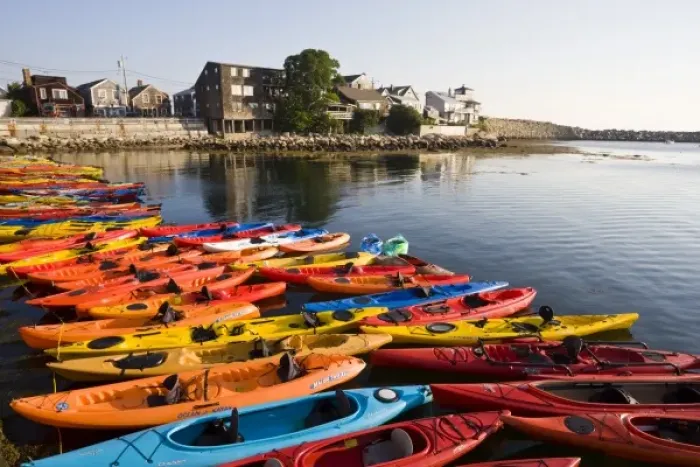 Framed Print : USA, Massachusetts, Cape Ann, Rockport. Rockport Harbor, ocean kayaks Framed Print : USA, Massachusetts, Cape Ann, Rockport. Rockport Harbor, ocean kayaks