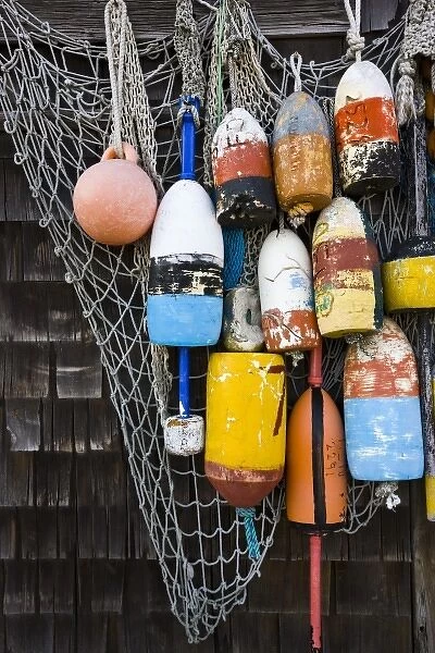 USA, Massachusetts, Cape Ann, Rockport. Rockport Harbor, lobster buoys