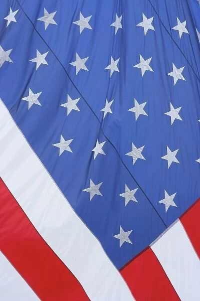 USA, Massachusetts, Cape Cod, Barnstable Village. A flag at the Barnstable-West Barnstable