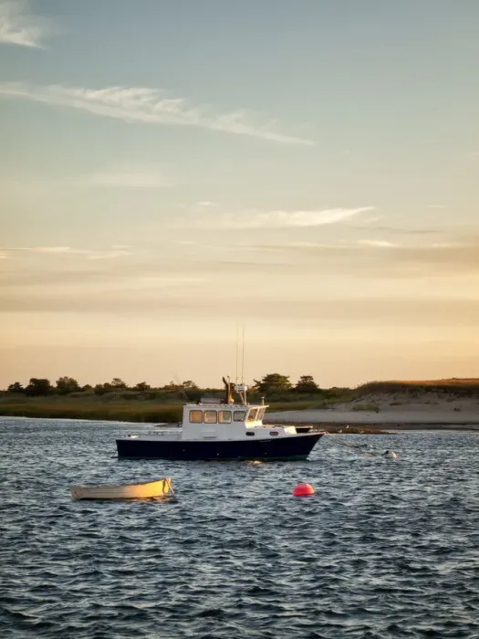 Framed Print : USA, Massachusetts, Cape Cod, Chatham, Fishing boat moored in Chatham Harbor