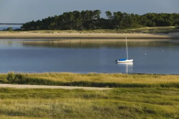 Framed Print : USA, MASSACHUSETTS, Cape Cod: Wellfleet, Sailboat and seascape, Chequesset Neck Road Framed Print : USA, MASSACHUSETTS, Cape Cod: Wellfleet, Sailboat and seascape, Chequesset Neck Road