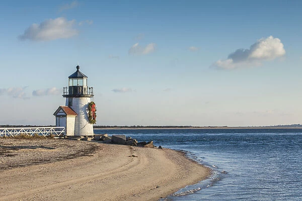 USA, Massachusetts, Nantucket Island. Nantucket Town, Brant Point Lighthouse with a