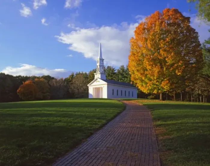 Framed Print : USA, Massachusetts, Sudbury. View of Martha-Mary Chapel built in the colonial style by Henry Ford
