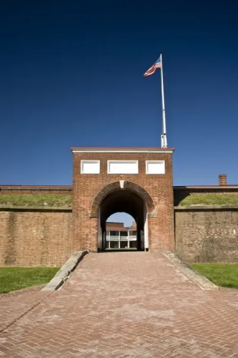 Framed Print : USA, MD, Baltimore. The arched entrance into the fortified walls of Fort McHenry is the only way in
