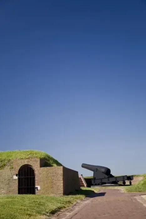 Framed Print : USA, MD, Baltimore. Large cannons aim out towards the harbor around Fort McHenry