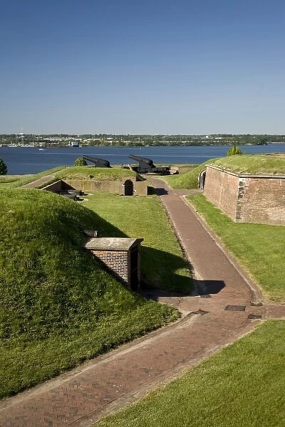 USA, MD, Baltimore. Many paths lead around Fort McHenrys fortified walls