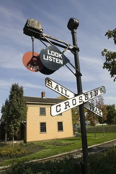 USA, Michigan, Detroit: The Henry Ford Museum  /  Greenfield Village, Railway Crossing
