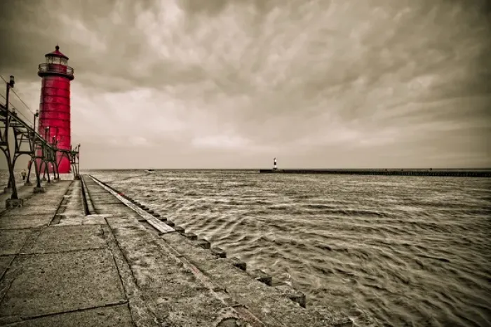Framed Print : USA, Michigan, Grand Haven Lighthouse