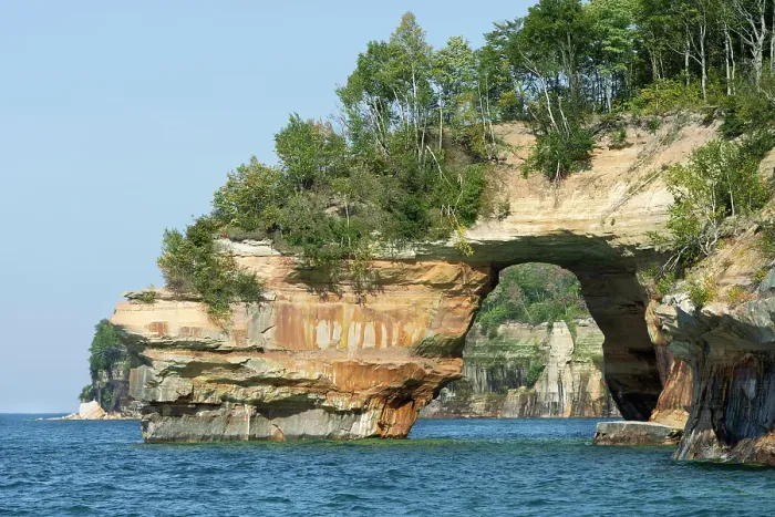 Framed Print : USA, Michigan, Pictured Rocks National Lakeshore. Eroded arch in sandstone formation. ©Don Grall  /  Jaynes Gallery  /  DanitaDelimont.com