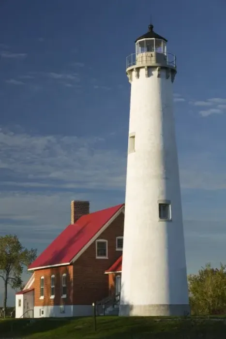 Framed Print : USA, Michigan, Tawas City: Tawas Point State Park, Tawas Point Lighthouse on Lake Huron Framed Print : USA, Michigan, Tawas City: Tawas Point State Park, Tawas Point Lighthouse on Lake Huron