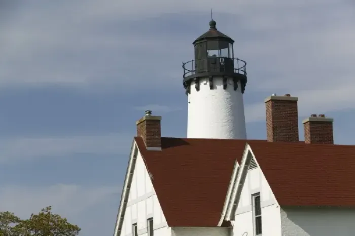 Framed Print : USA, Michigan, Upper Peninsula, Sault Saint Marie: Point Iroquois Lighthouse / Whitefish Framed Print : USA, Michigan, Upper Peninsula, Sault Saint Marie: Point Iroquois Lighthouse / Whitefish