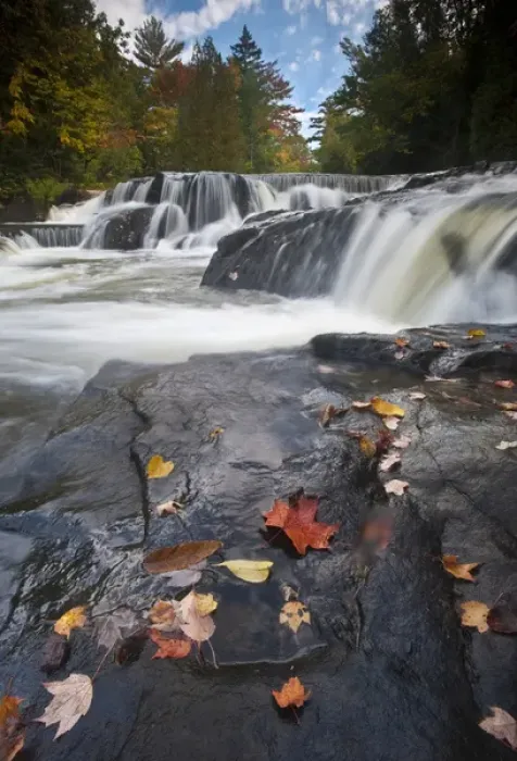 Framed Print : USA, Michigan, Upper Peninsula. Bond Falls in autumn