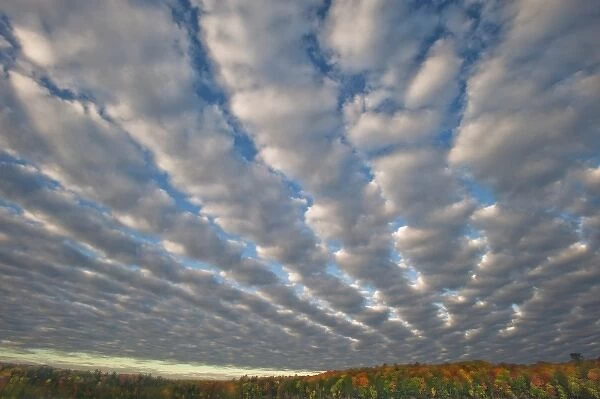 USA, Michigan, Upper Peninsula. Clouds over Petes Lake in autumn