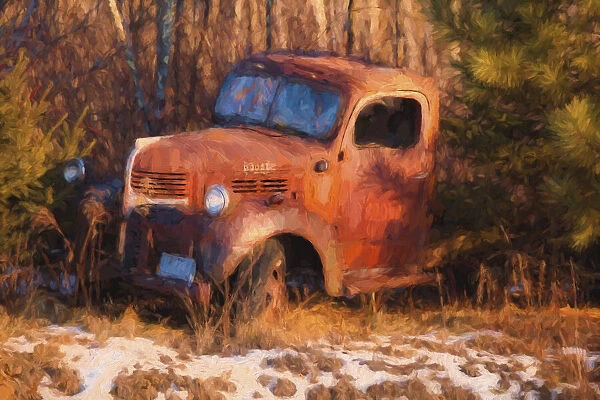 USA, Minnesota, Hinckley. Abstract of abandoned vintage truck