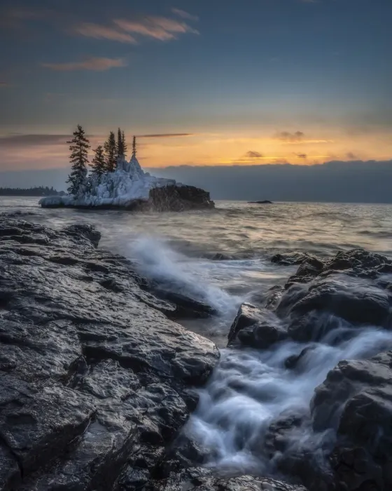 Framed Print : USA, Minnesota, Lake Superior. Lake waves and rocks at sunrise Framed Print : USA, Minnesota, Lake Superior. Lake waves and rocks at sunrise