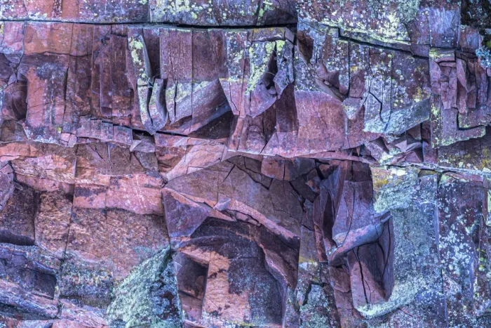 Framed Print : USA, Minnesota, Lake Superior. Multicolored cliff face. Credit as Framed Print : USA, Minnesota, Lake Superior. Multicolored cliff face. Credit as