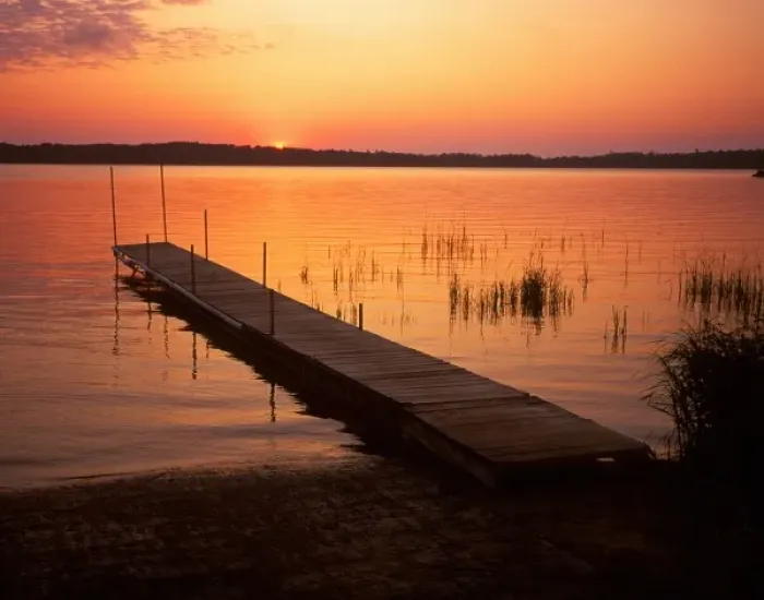 Framed Print : USA, Minnesota, Leech Lake, Dock, Sunrise Framed Print : USA, Minnesota, Leech Lake, Dock, Sunrise