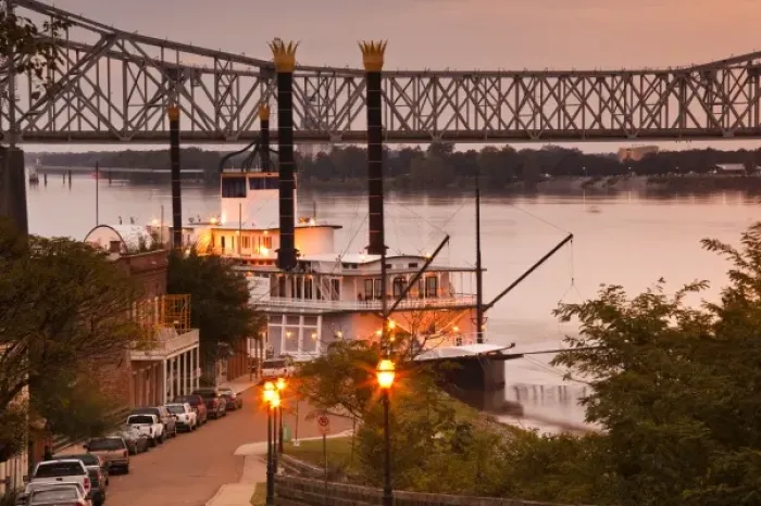 Framed Print : USA, Mississippi, Natchez. Natchez Under the Hill, former red-light area, with Isle Framed Print : USA, Mississippi, Natchez. Natchez Under the Hill, former red-light area, with Isle