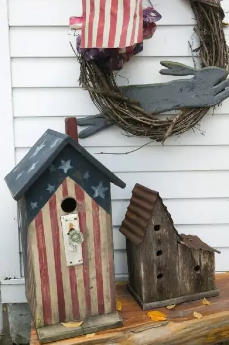 Framed Print : USA, Missouri, Herman: Patriotic Birdhouses, Local Crafts