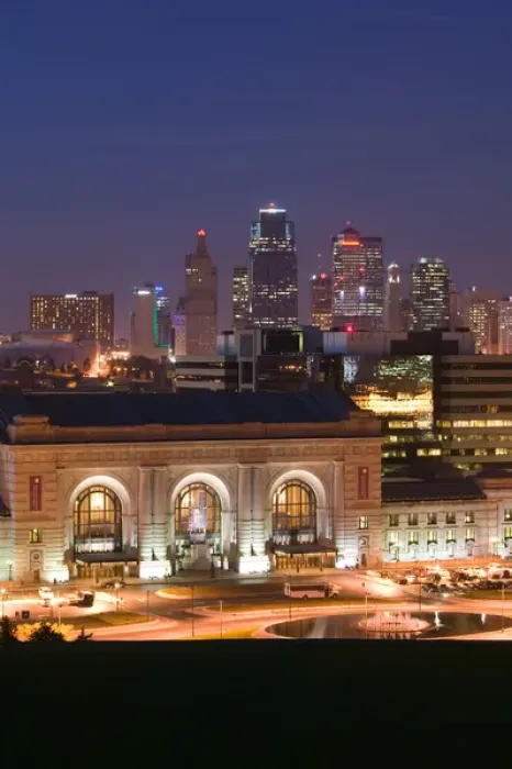 Framed Print : USA, Missouri, Kansas City, Union Station (b. 1914) and Kansas City Skyline / Evening Framed Print : USA, Missouri, Kansas City, Union Station (b. 1914) and Kansas City Skyline / Evening